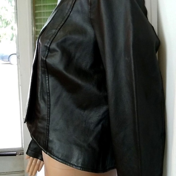 Jessica London Women’s 100% Leather cropped open front coat jacket #107444 - Picture 12 of 12